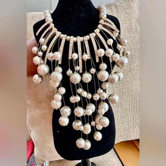 Gray fashion Perl necklace  new - Picture 2 of 2